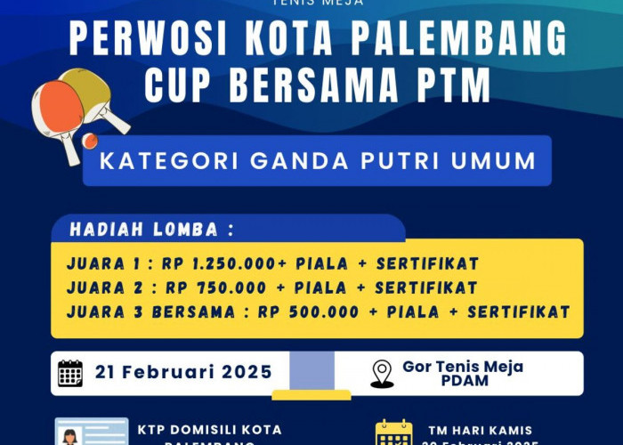 Giliran PERWOSI Palembang Gelar Turnamen Tenis Meja