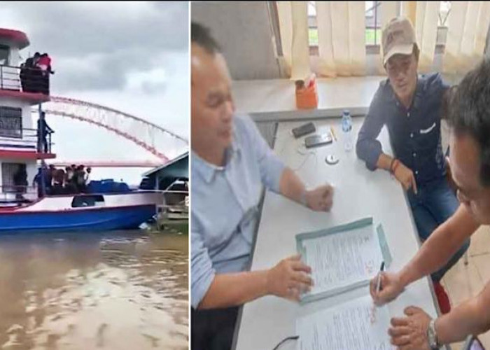 Sepakat Damai, Rumah Rakit Ditabrak Kapal Wisata Segentar Alam Segera Diperbaiki Dinas Perhubungan Palembang  