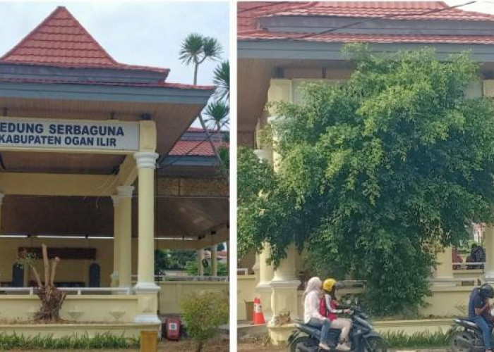 Awalnya Tidak Terlihat,  Kini Terbaca  Nama Gedung SERBAGUNA Ogan Ilir