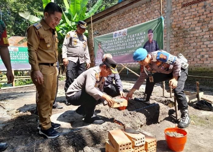 Kolaborasi Polres Ogan Ilir dan Baznas, Bangun Rumah Layak Huni di Tanjung  Seteko