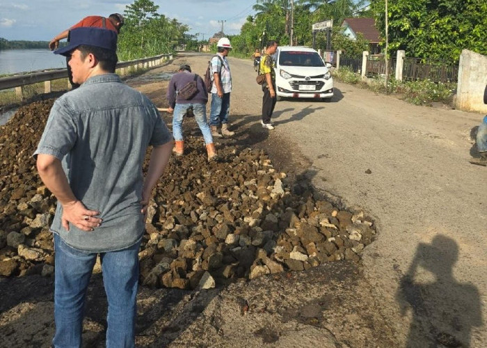 Pemerintah  Kecamatan  Babat Toman Tanggap Perbaiki  Jalan Berlobang di Desa  Sugiwaras