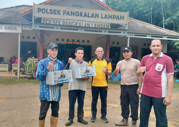 Situasi Kondusif, Polsek Pangkalan Lampam Gelar Olahraga Bersama Hingga Bagi Sembako 