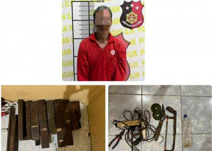 Rel Kereta Api di Indralaya Utara Digondol Maling , Polres  Ogan Ilir Berhasil Tangkap Pelakunya