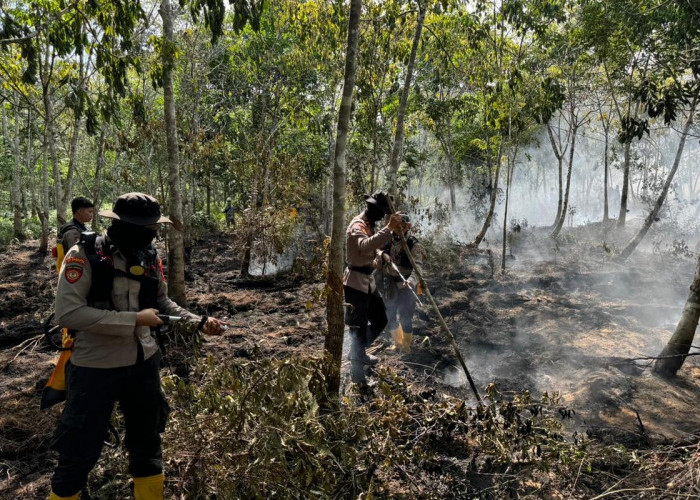 Karhutla di OKI Ancam Kebun Karet Warga, Kapolres Keluarkan Strategi Pemadaman 