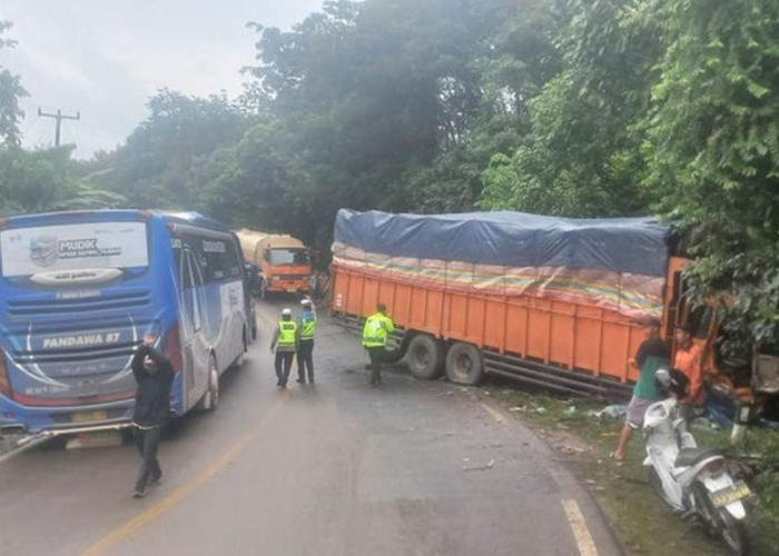 Handoyo Adu Kambing dengan Tronton di Jalintim Palembang-Jambi, Sopir Bus Meninggal