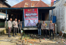 Sat Binmas Polres Ogan Ilir Pasang Himbauan Cuaca Ekstrem di Wilayah Rawan Bencana